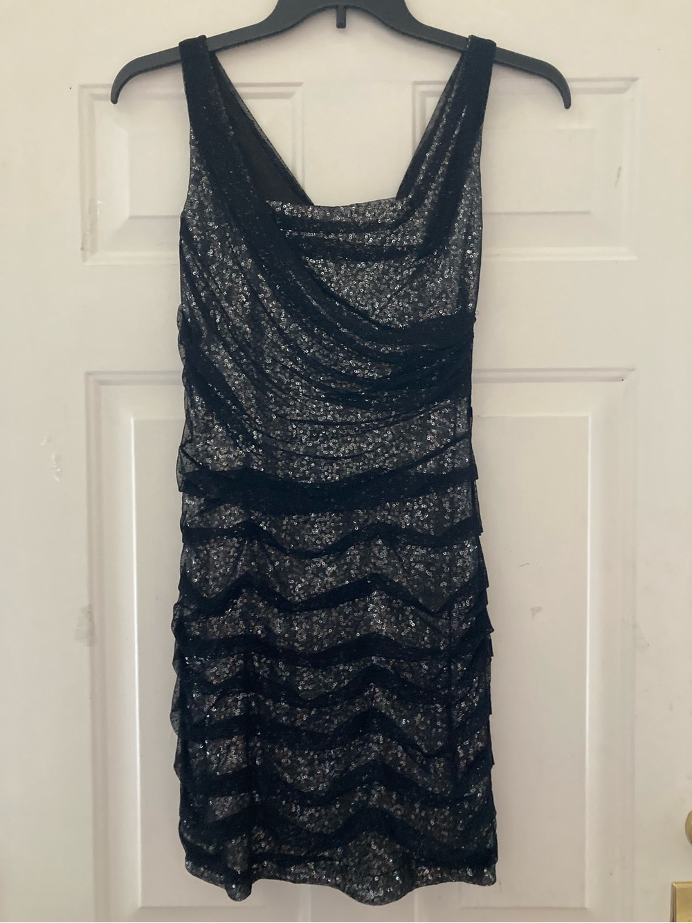Express Women’s Sequin Dress with Black Mesh Overlay